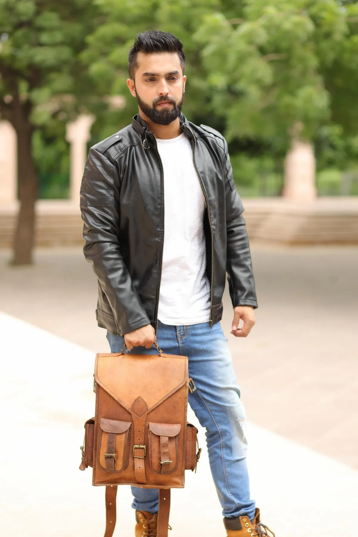 Leather Gym Backpack 16"