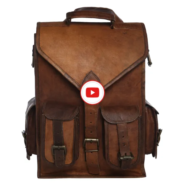 Leather Gym Backpack 16"