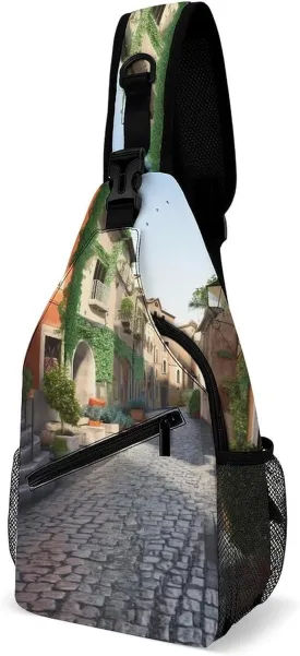Lightweight Chest Bag Crossbody Bag Street of Italy Sling Backpack for Women Men Sports Travel