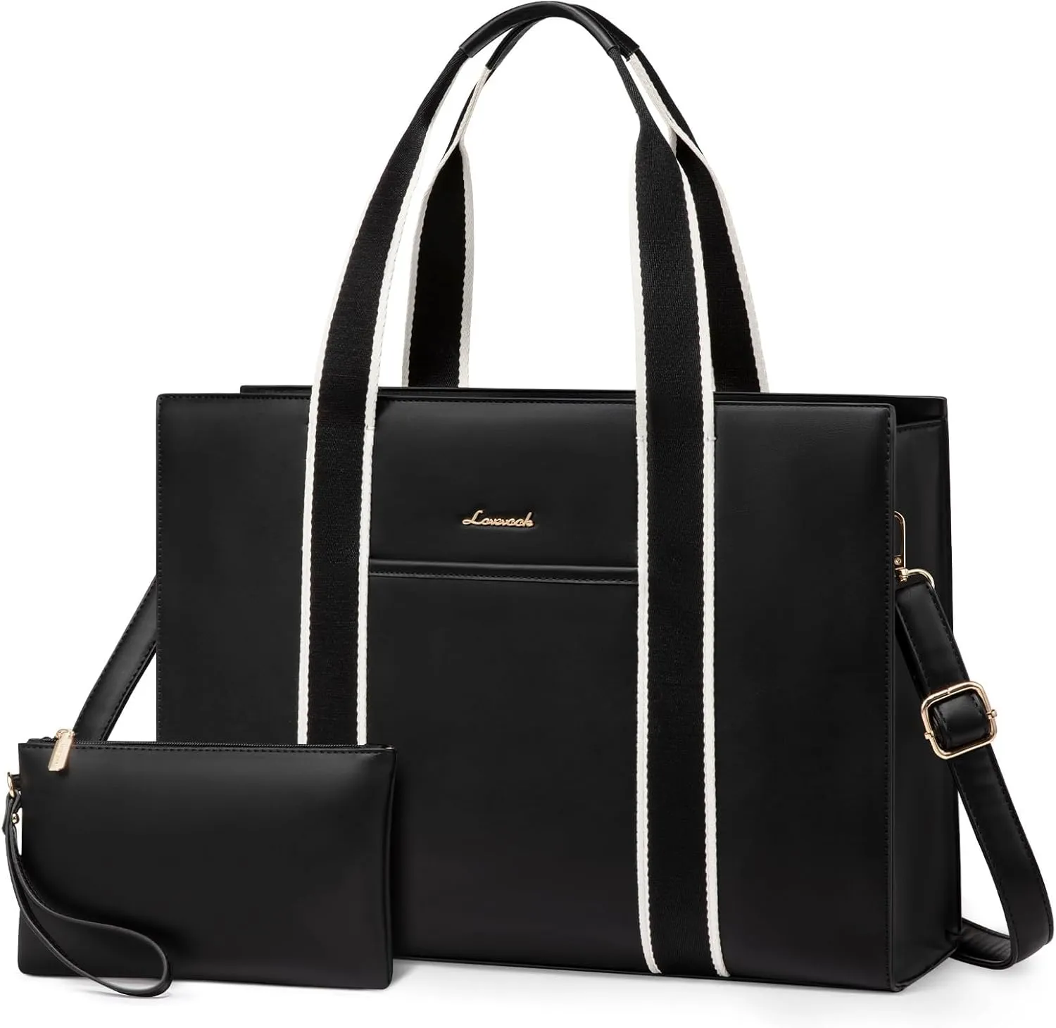 LOVEVOOK Laptop Bag for Women 15.6 Inch Laptop Tote Bag Waterproof Leather Work Bag 2PCs Vintage Computer Briefcase