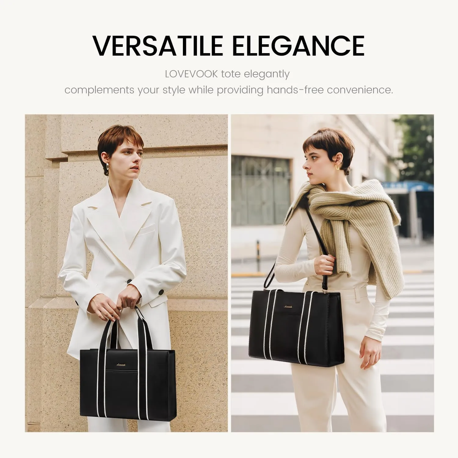 LOVEVOOK Laptop Bag for Women 15.6 Inch Laptop Tote Bag Waterproof Leather Work Bag 2PCs Vintage Computer Briefcase