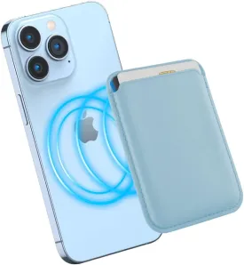 Magnetic Card Wallet Holder with MagSafe for iPhone 15 Pro Max/15 Pro/15 Plus/15,for iPhone 14 Pro Max/14 Plus/14 Pro/14, for iPhone 13 Pro Max/13 Pro/13/13 Mini, for iPhone 12/12 Pro/12 Max,Babyblue