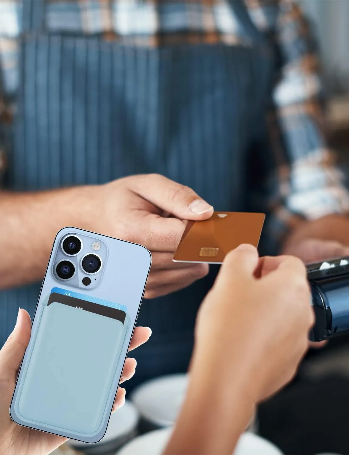 Magnetic Card Wallet Holder with MagSafe for iPhone 15 Pro Max/15 Pro/15 Plus/15,for iPhone 14 Pro Max/14 Plus/14 Pro/14, for iPhone 13 Pro Max/13 Pro/13/13 Mini, for iPhone 12/12 Pro/12 Max,Babyblue