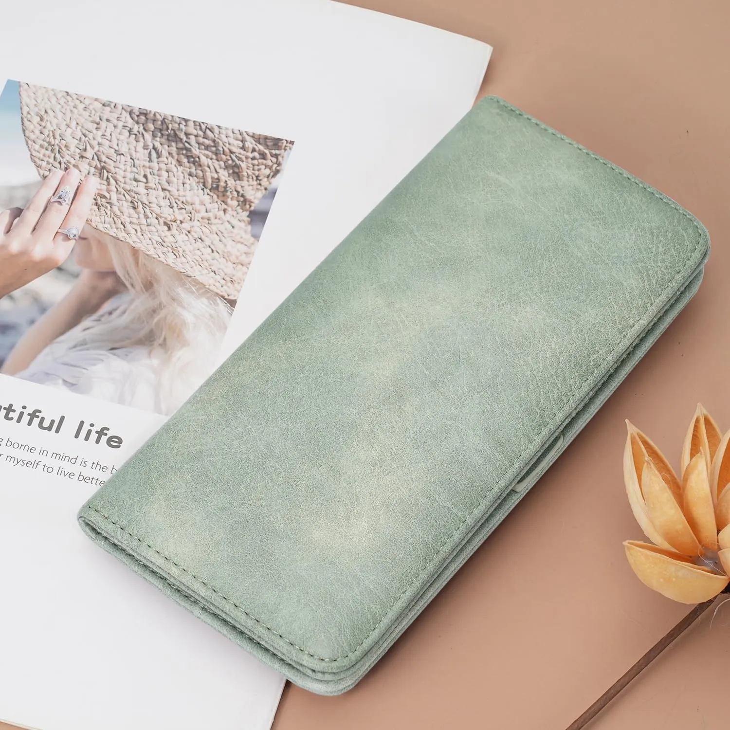 MEITRUE Slim Wallet Women Ultra Thin Leather Womens Wallet RFID Blocking Credit Card Holder Bifold Clutch Long Ladies wallet