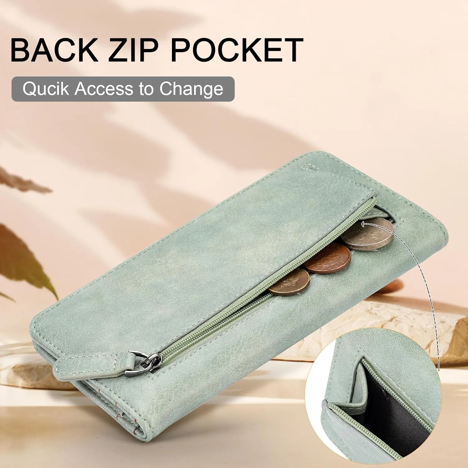 MEITRUE Slim Wallet Women Ultra Thin Leather Womens Wallet RFID Blocking Credit Card Holder Bifold Clutch Long Ladies wallet