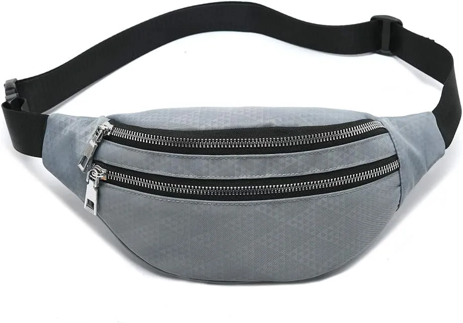 MOCE Waist Bag Fanny Pack for Men & Women Fashion Water Resistant Hip Bum Bag with Adjustable Belt for Travel Hiking Running Outdoor Sports.(Gray01)