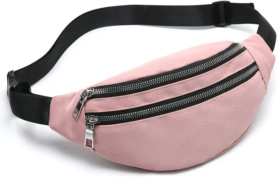 MOCE Waist Bag Fanny Pack for Men & Women Fashion Water Resistant Hip Bum Bag with Adjustable Belt for Travel Hiking Running Outdoor Sports.(Pink01)