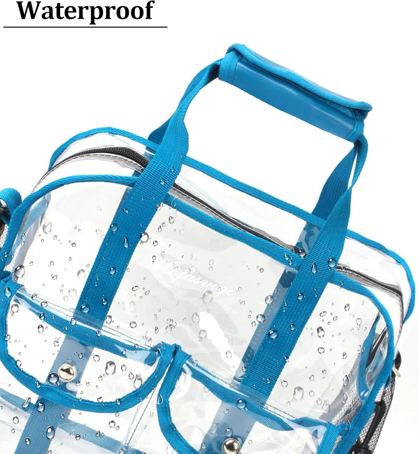 MOFASVIGI Clear Bag Stadium Approved Transparent Waterproof Clear Tote Bags for Work, Sports Games, Concerts,Travel-12 x12 x6