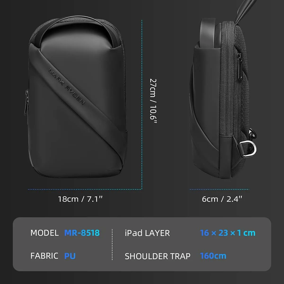 Muzee Crossbody Sling Bag Small Backpack for Women Men Lightweight One Strap Backpack Travel Hiking Chest Bag Daypack