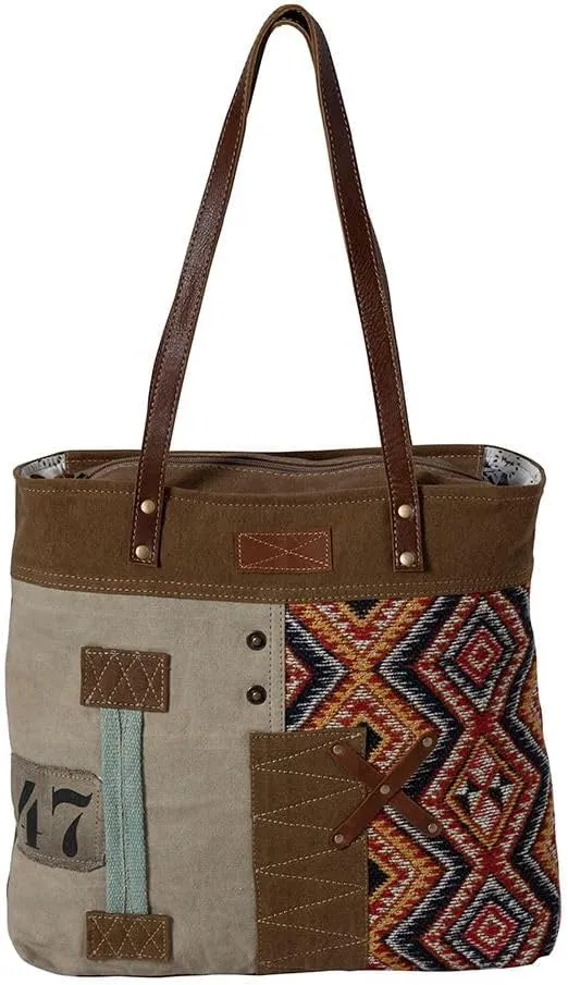 Myra Bag Tote Bag for Women - Western Upcycled Canvas & Leather Shoulder Bag - Maricopa Coach Line