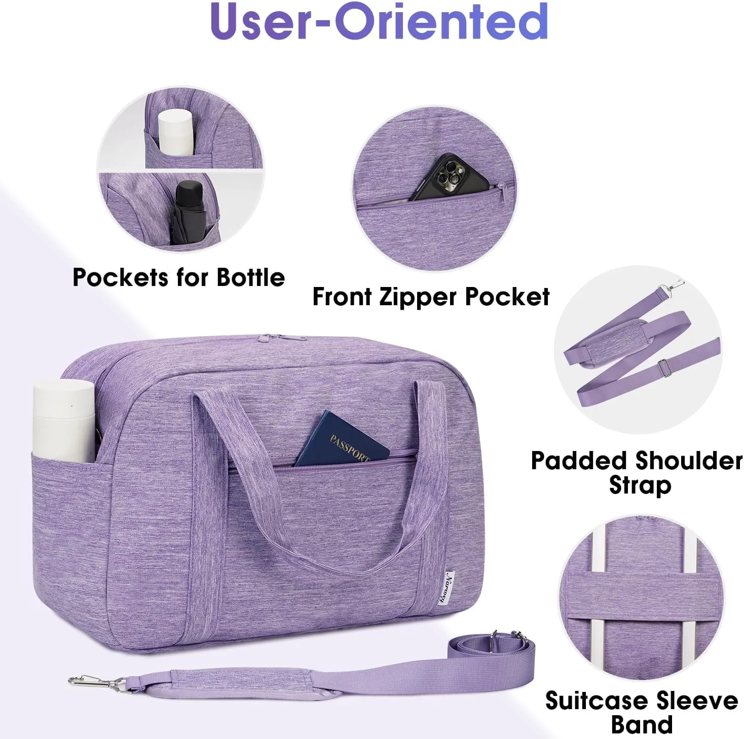 Narwey 18" Carry on Bag with Laptop Compartment 15.6 Inch Travel Duffel Bag for Spirit Airlines Personal Item Bag Overnight Weekender Bag with Wet Pocket for Women and Men (Purple)