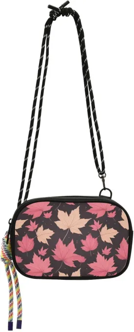 Pink and White Autumn Maple Leaves Cross Body Bag Mens Waterproof with Adjustable Strap Small Black Purses Have a meal bolsos negros para mujeres