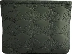 Quilted Cotton Coquette Makeup bag, Coastal Granddaughter Aesthetic Cosmetic Bag, Cute Seashell Portable Travel Toiletry Pouch (04Dark Green)