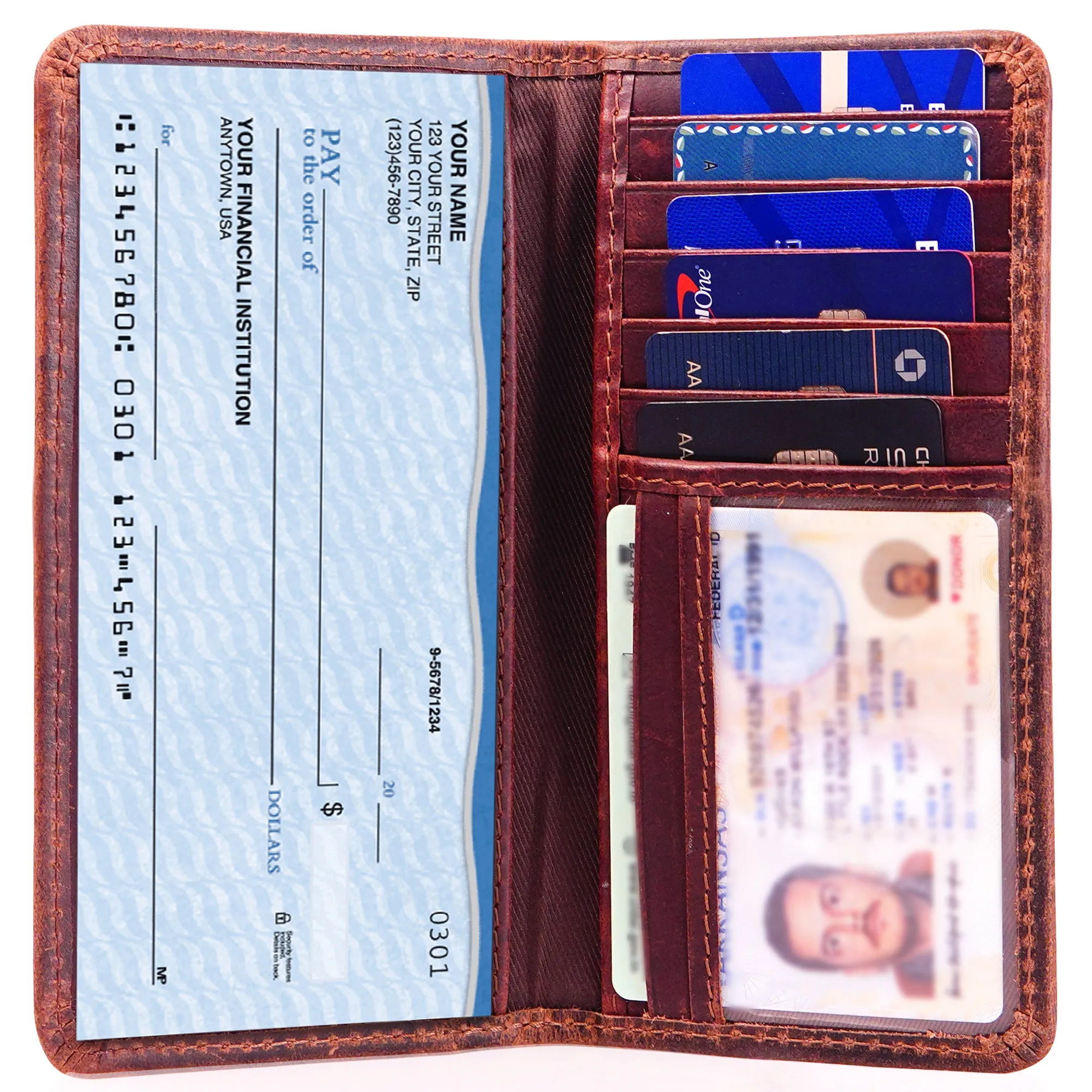 RAWHYD - Long Wallet for Men Duck Leather - 6.75" tall, 3.5" wide