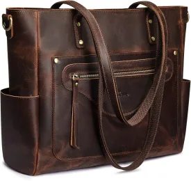 S-ZONE Women Genuine Leather Tote Bag Large Shoulder Purse Vintage Crossbody Work Handbag