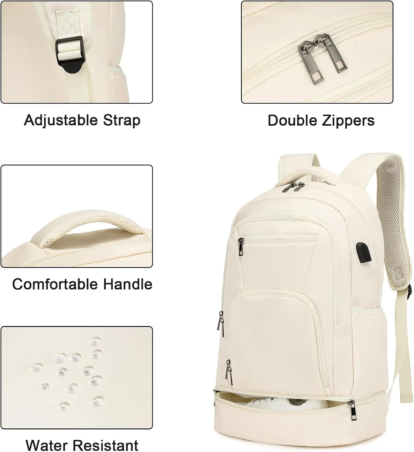 seyfocnia Gym Backpack for Men,Gym Bag with Shoe Compartment Lightweight Travel Workout Sports Backpack with USB Charging Port