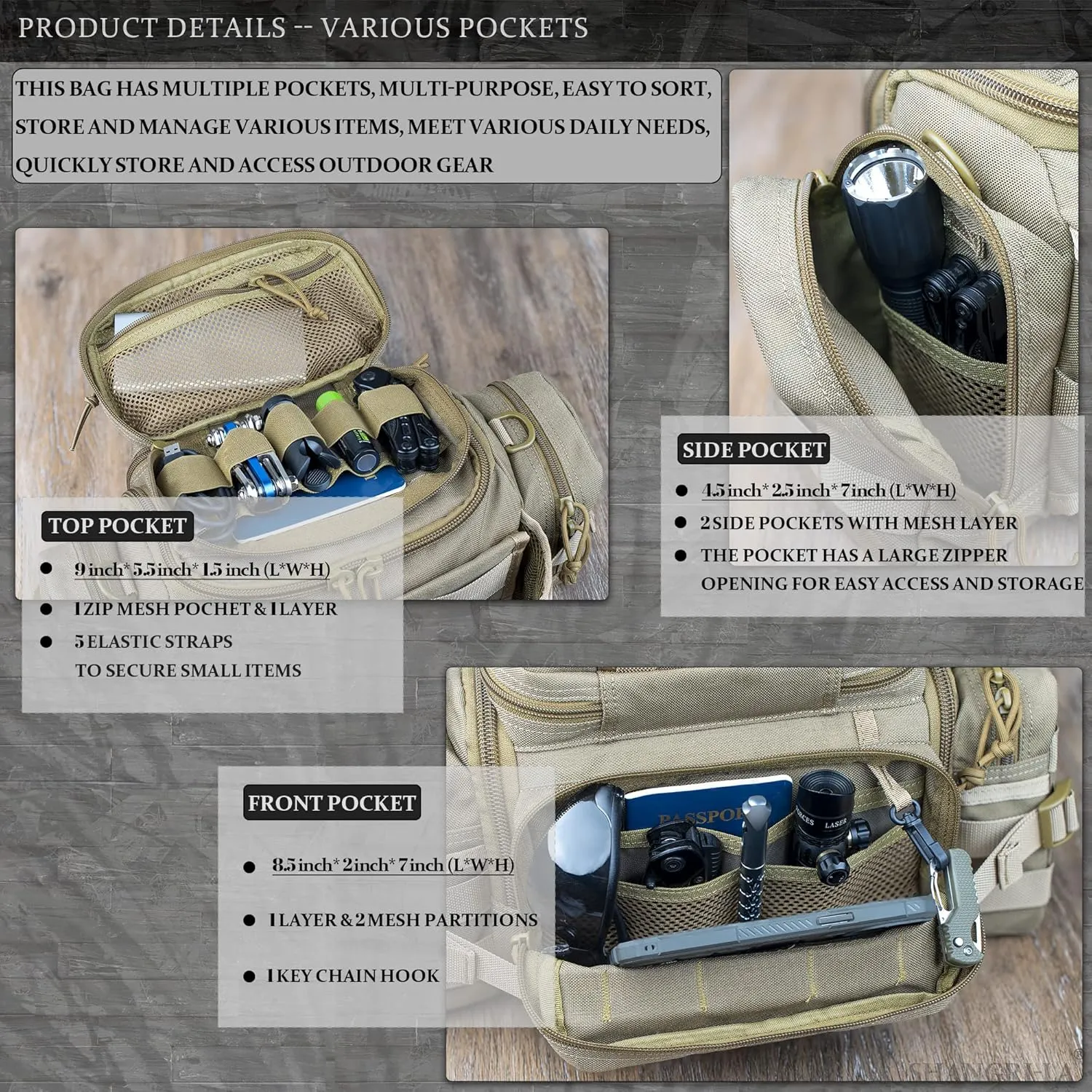 SHANGRI-LA Tactical Range Bag Outdoor Sling Backpack Hiking Fanny Waist Pack