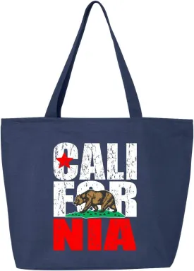 shop4ever California Bear Flag Vintage Heavy Canvas Tote with Zipper Reusable Shopping Bag Zip