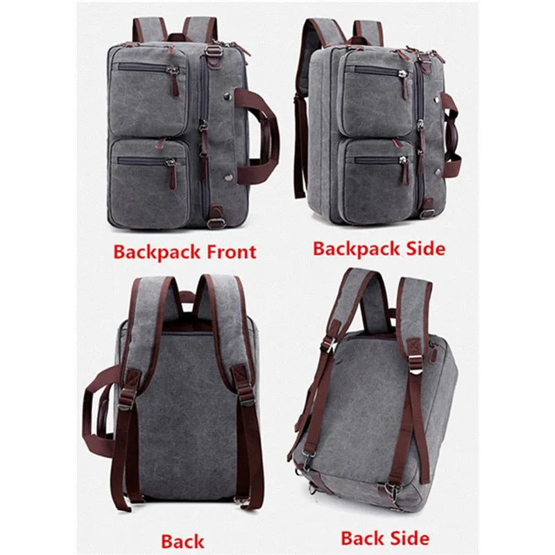 Sidiou Group Convertible Laptop Bag Case Multi-Pocket Briefcase Backpack Laptop Messenger Bag