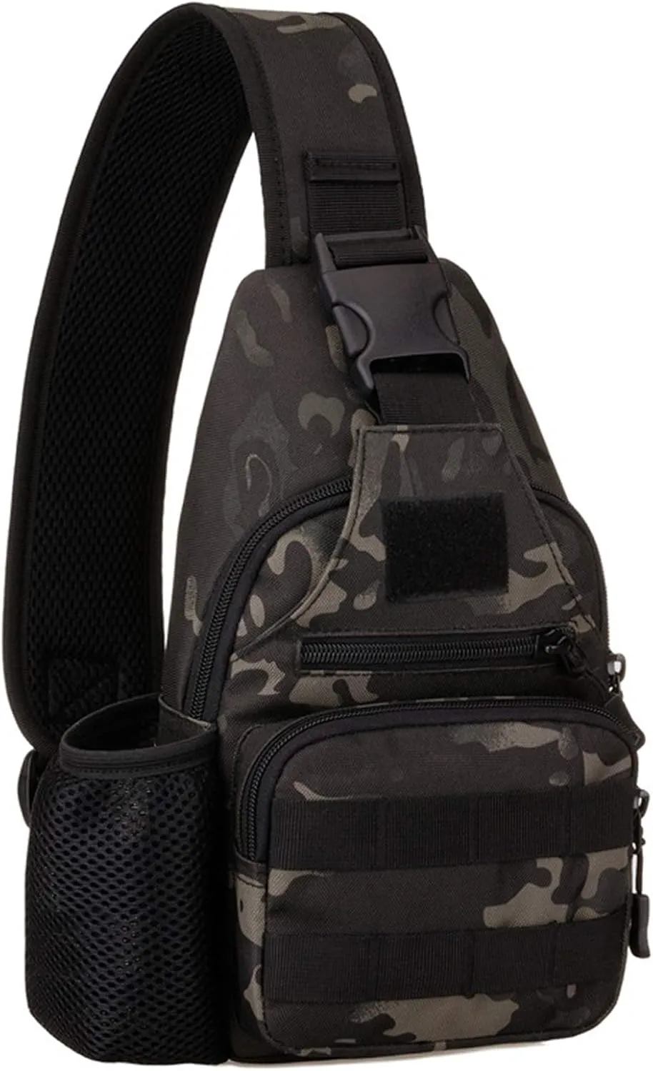 Tactical Military Chest Sling Bag Water Resistant MOLLE Shoulder Backpack Mens One Strap Daypack with Water Bottle Holder