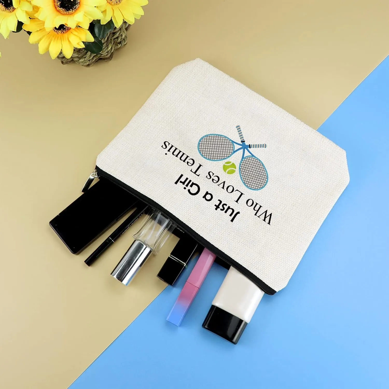 Tennis Gifts Makeup Bag for Women Tennis Lovers Gift Tennis Inspirational Gift Tennis Team Gift Idea Tennis Player Gifts Cosmetic Bag Birthday Graduation Gift for Tennis Lovers Friends Sister