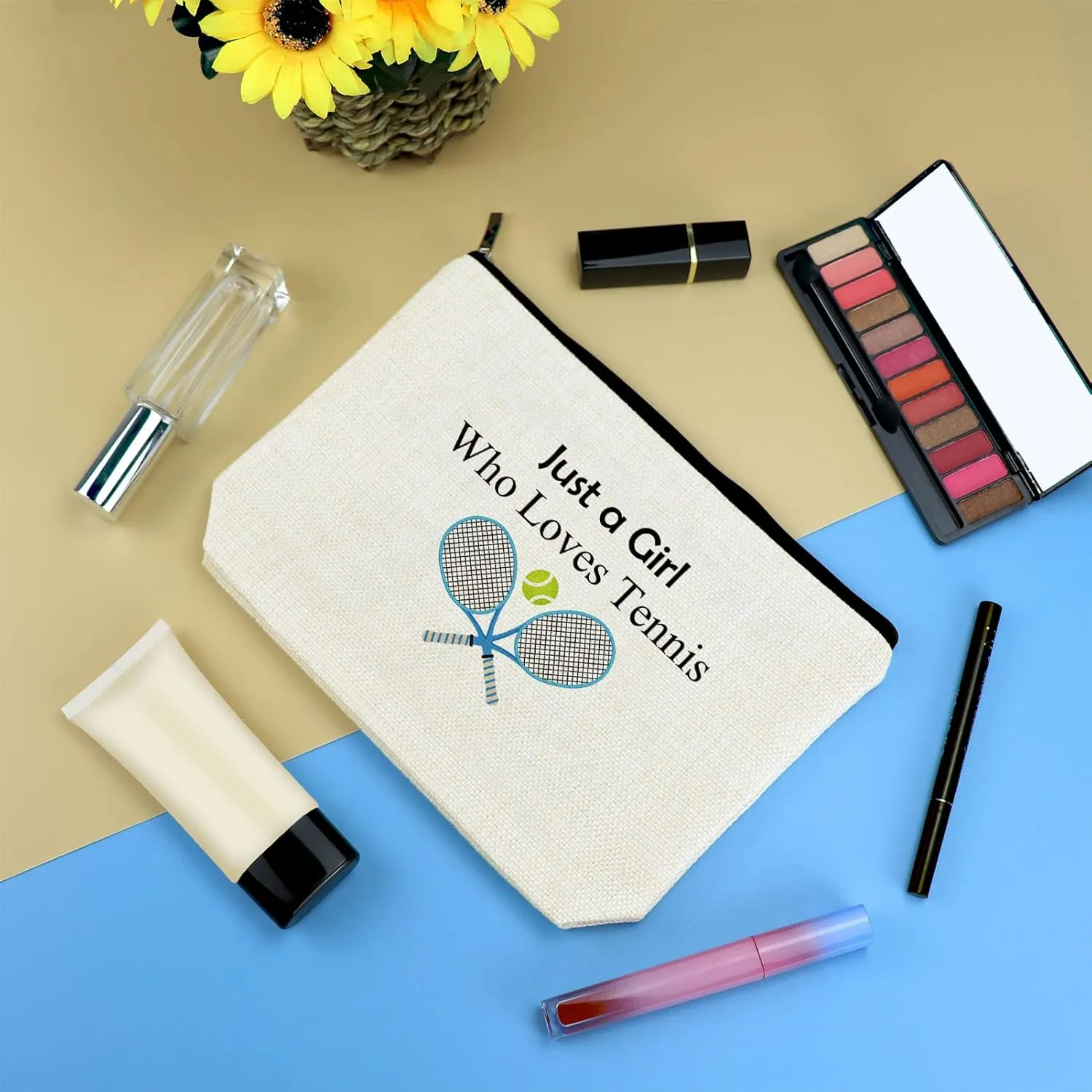 Tennis Gifts Makeup Bag for Women Tennis Lovers Gift Tennis Inspirational Gift Tennis Team Gift Idea Tennis Player Gifts Cosmetic Bag Birthday Graduation Gift for Tennis Lovers Friends Sister