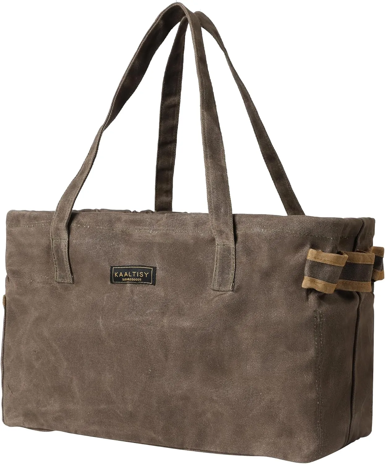 Tool Bag, Foldable Rectangular Hand Tool Storage Bag, 16OZ Waxed Canvas Tool Bag Case - with External Pockets   Sturdy Handles   Top Metal Bar - for Carpenter Repairman Gardener | Grey | 15"Lx7"Wx10"H