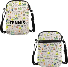 VAMSII Tennis Lover Gift Tennis Words Crossbody Bag Tennis Player Travel Bag Tennis Team Gift