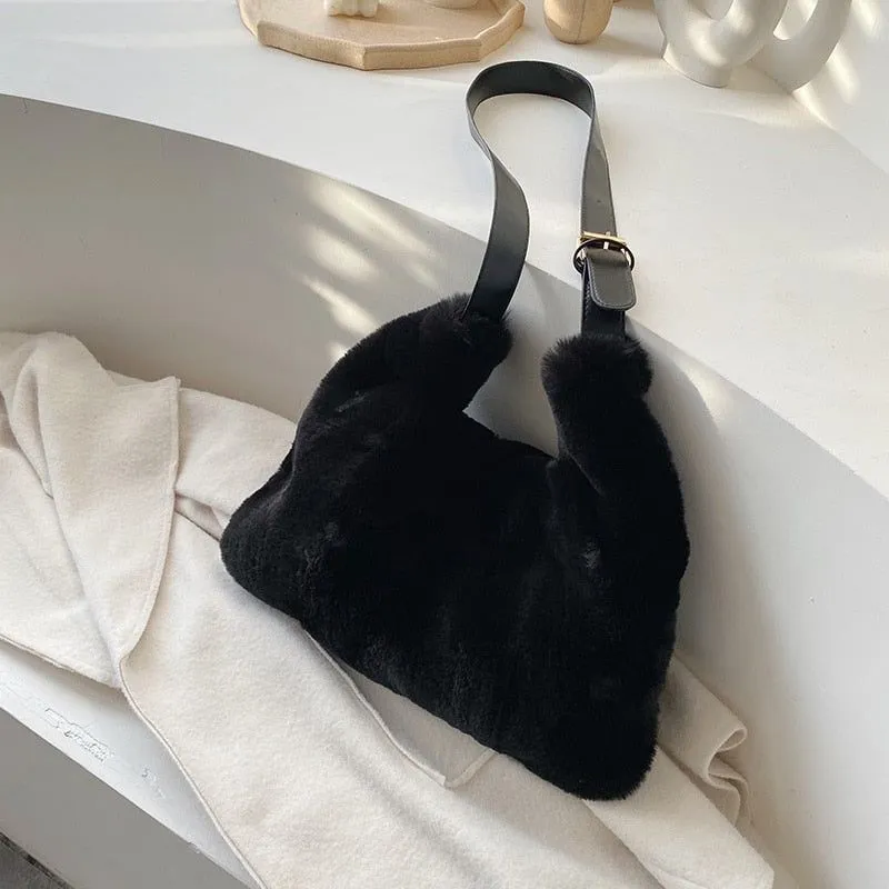 Women's Fluffy Bag Shoulder Crossbody Long Strap Faux Fur